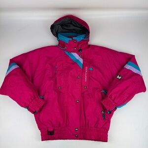 Vintage Couloir Womens Size 8 Ski Jacket Coat Hidden Hood Magenta